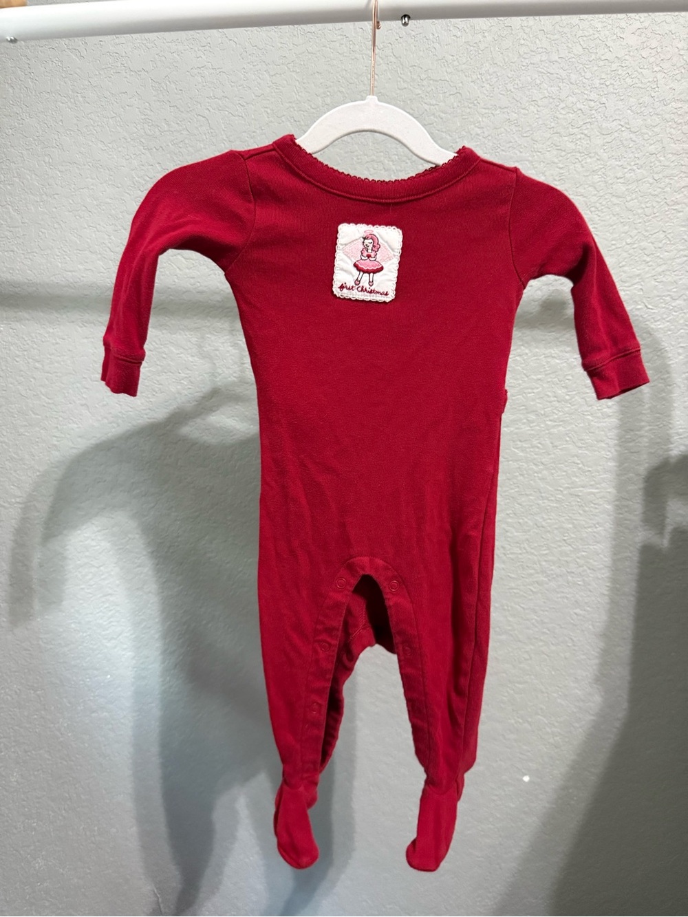 Janie and Jack First Christmas Red Footed One-Piece Pajamas